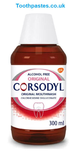 Corsodyl Gum Disease & Bleeding Gum Treatment, Antibacterial, Mouthwash, Original, Alcohol Free, 300 ml