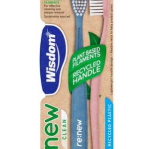Wisdom Renew Clean Toothbrush Medium Twin Pack